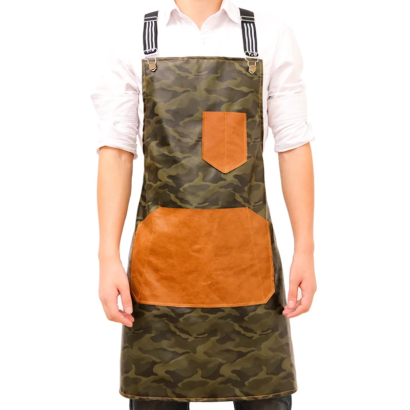 Waterproof apron camouflage Korean fashion custom LOGO men and women home work clothes oil-proof anti-fouling tea shop hairdress