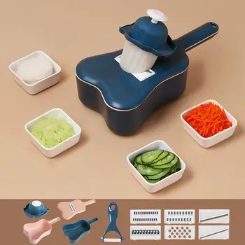 

Multi Manual Slicer Rotate Vegetable Cutter with Drain Basket Multi-function Kitchen Veggie Shredder Grater Slicer Peeler