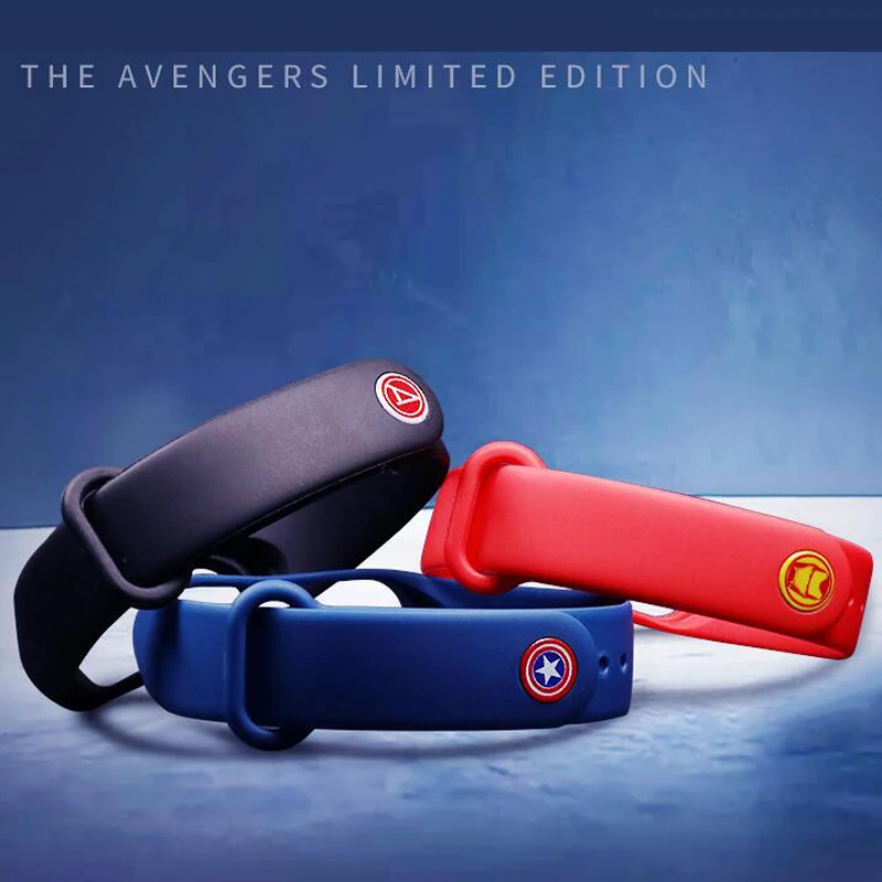 Браслет Marvel The Avengers с металлической кнопкой для Xiaomi Mi Band 4 3 умный Браслет miband Силиконовый браслет с пряжкой