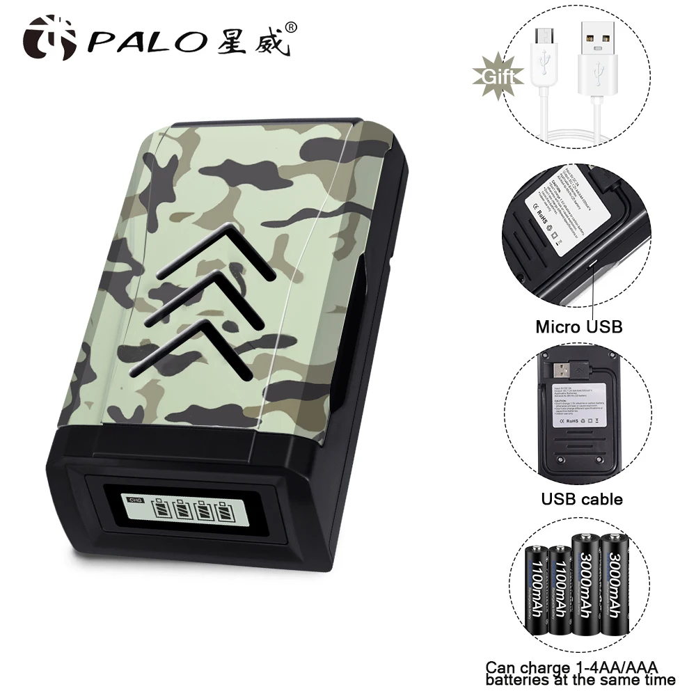 PALO Новое поступление портативная Быстрая зарядка AA AAA батарея USB умное зарядное устройство lcd для 1,2 V Ni-MH Ni-Cd AA/AAA перезаряжаемая батарея