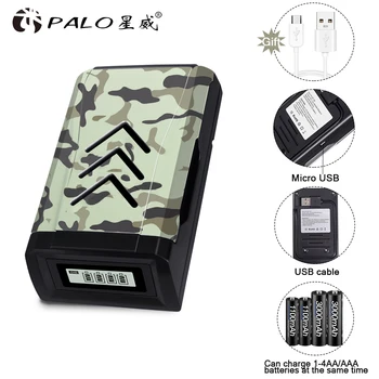 

PALO New Arrival Portable Fast Charge AA AAA Battery USB Smart Charger LCD For 1.2V Ni-MH Ni-Cd AA/AAA Rechargeable Battery