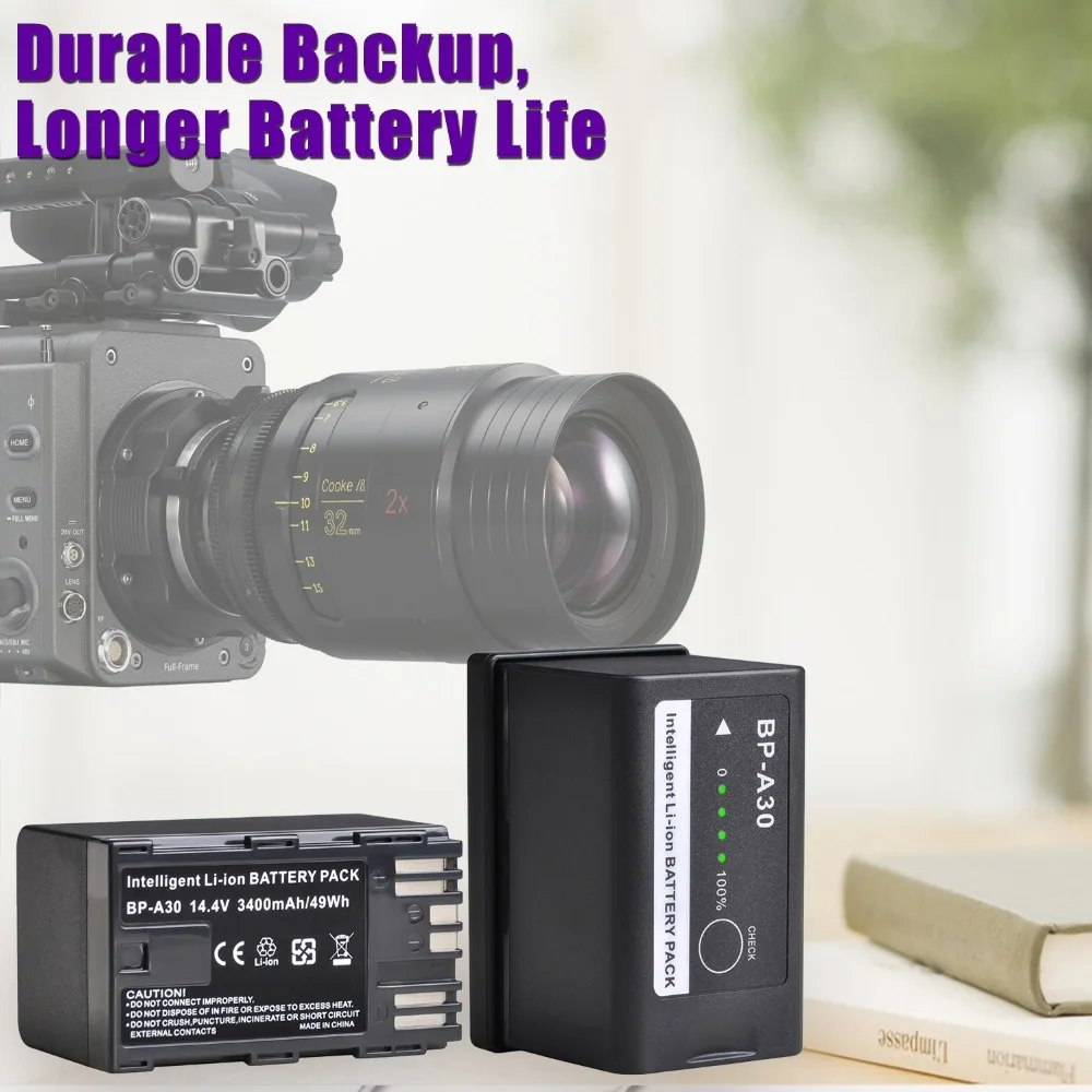 

3400mAh BP-A30 Battery with Charger for Canon BP A30, EOS C200 C200B C500 Mark II, EOS C700 FF, XF705 UHD 4K