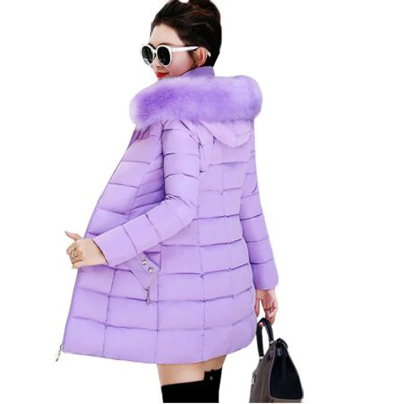 

Women winter jackets coats 2019 new downy cotton parkas with a hood women warm outerwear with faux fur collar plus size 4XL long
