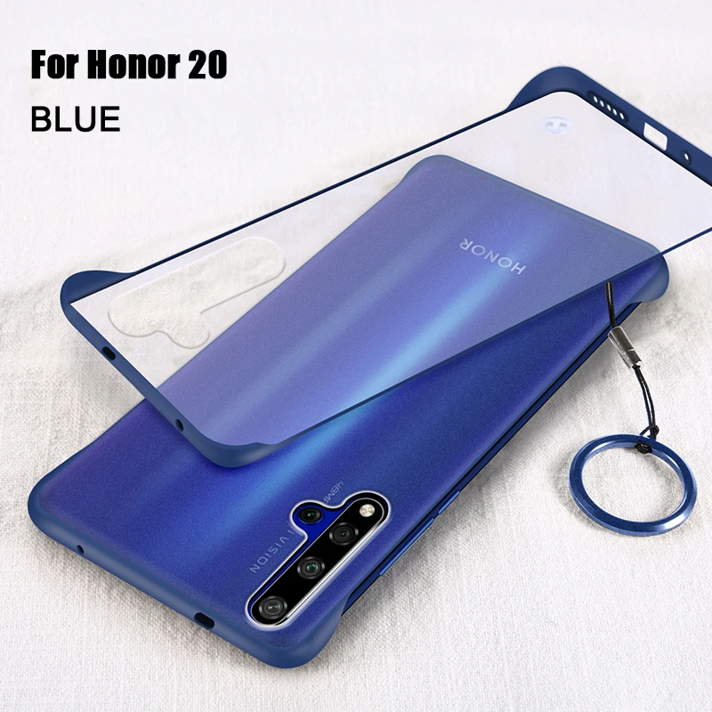 Бескаркасный чехол для huawei Honor 20 Pro, Ультратонкий матовый ПК противоударный чехол для задней панели Honor V20 View 20 с закаленным стеклом - Цвет: Honor 20 Blue