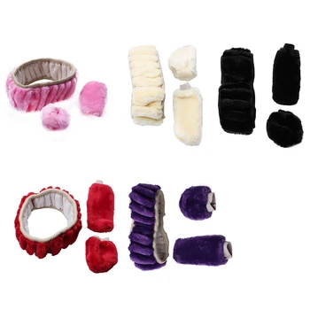 

Steering-Wheel Plush Car Steering Wheel Covers Winter Faux Fur Hand Brake and Gear Cover Set Car Interior Accessories Universal