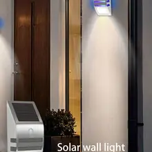 2 светодиодный настенный светильник на солнечной батарее из нержавеющей стали, датчик человеческого тела, водонепроницаемый уличный двор виллы, коридоры, садовая лампа