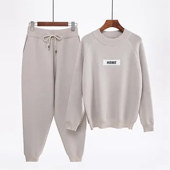 

CBAFU woolen women tracksuit cashmere knitted 2 piece set autumn winter sweater pullovers harem pants suit women knit set P799