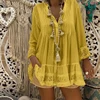 Lace Hollow Out Womens Tops And Blouses Summer Beach Style Plus Size Female Tunic Loose Long Sleeve Dot Baggy Blouses Shirt