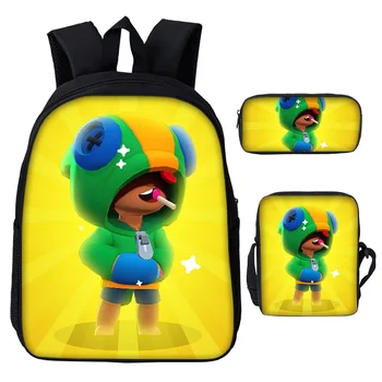 

Cartoon 3D Printed Games Backpacks For Teenager High Quality Children Satchel Bag Leon Scool Bags 3pcs Primary Mochila