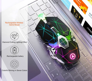 

2.4G 1600DPI Gaming Mouse Ricaricabile Senza Fili Del Mouse Silenzioso Retroilluminato A LED USB Optical Mouse Ergonomico Gamer