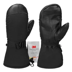 Winter Ski Gloves Snowboard Snowmobile Skiing Sports Motorcycle Riding Windproof Waterproof Pu Warm Glove For Men Woman 5 Finger