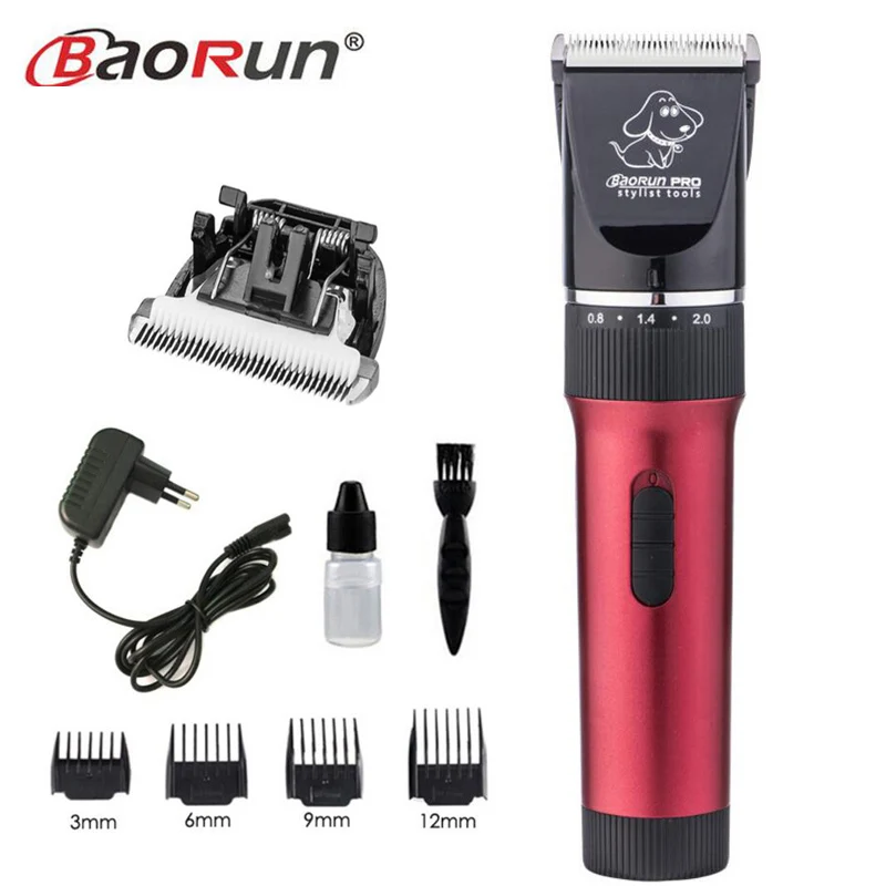 red add 1pc blade Супер тихая профессиональная перезаряжаемая машинка для стрижки домашних животных Инструменты для укладки собак машинка для стрижки волос 2000 мА литиевая батарея - Цвет: red add 1pc blade