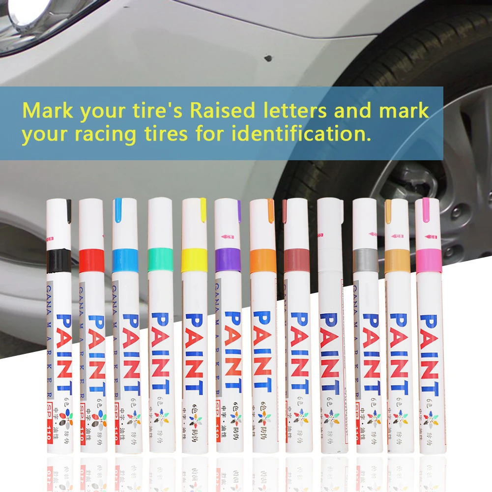 Car Wheel Tire Oily Paint Pen Painting Mark Pen Body Compound Auto Rubber Tyre Tread Permanent Paint Marker Touch Up Care