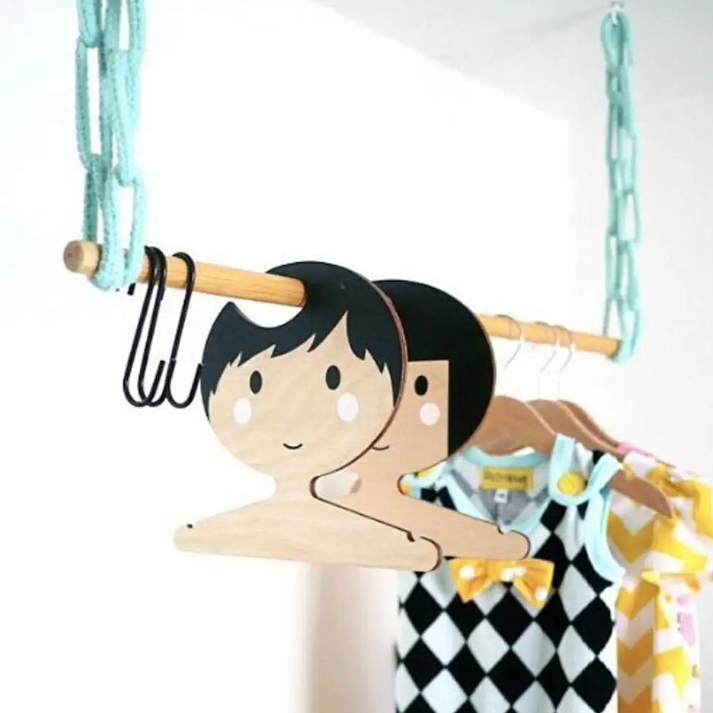 Креативный стиль мультфильм мальчик шаблон деревянная поддержка вешалка для детской одежды стеллаж для хранения детской одежды украшение комнаты