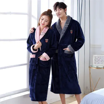 

Ultra Padded Flannel lovers Kimono Gown Winter Robe Sleepwear Nightgown Intimate Lingerie Warm Resist The Cold home clothing