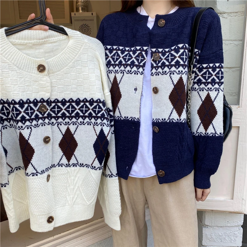 

ZHUNUAN 2020 autumn winter Vintage Inspired Fashion loose long sleeve jacket Women's sweaters coat knitted cardigan for women