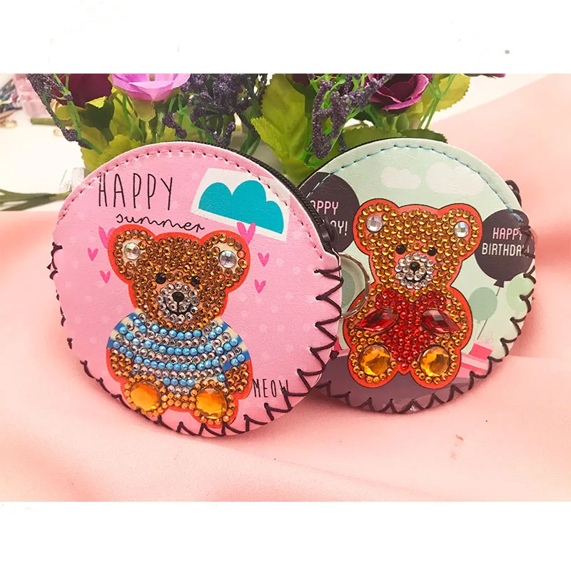 2Pcs DIY Full Drill Diamond Painting Cute Bear Leather Wallet Bag Purses Pendants Cross Stitch Embroidery Gift | Дом и сад