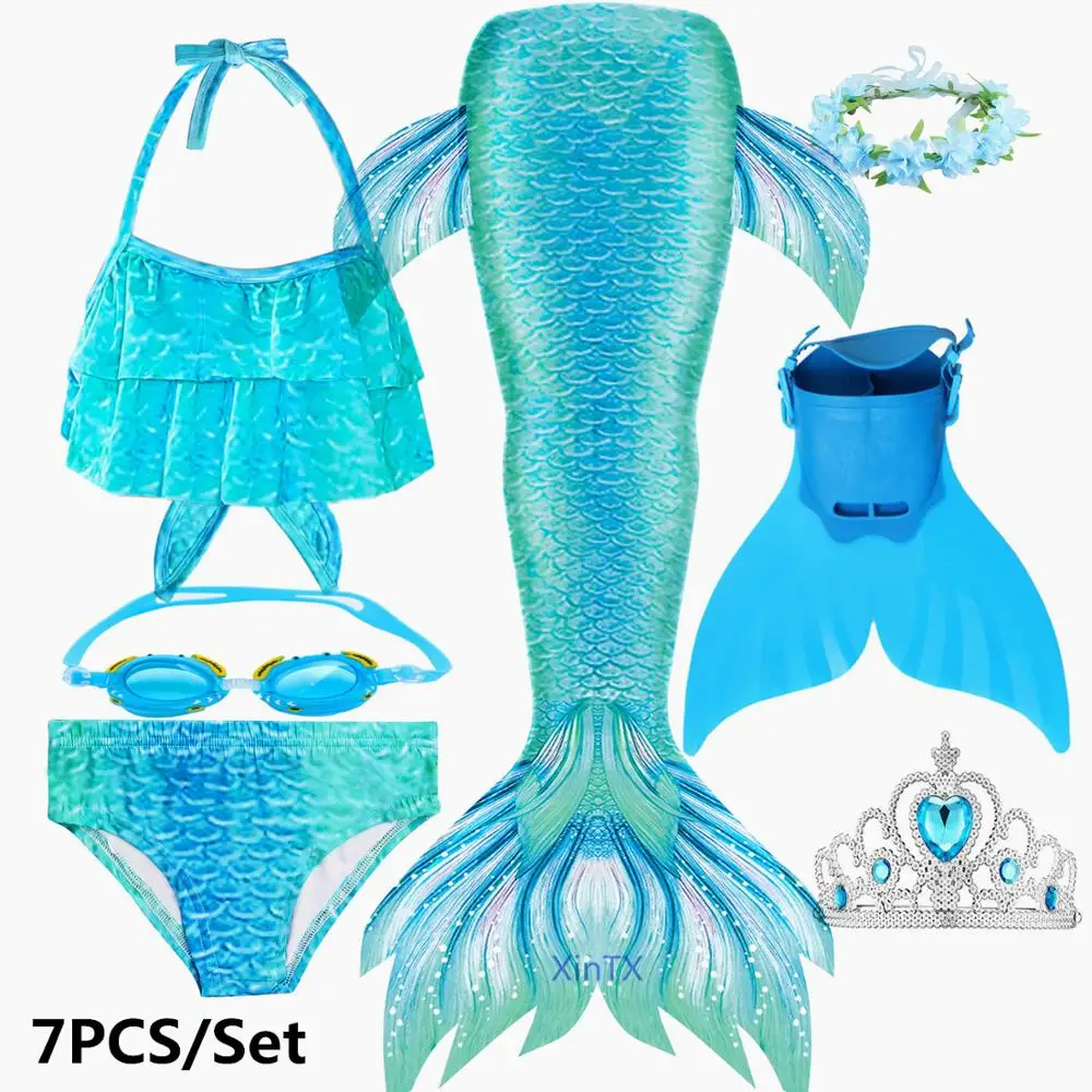 

2020 Fancy Mermaid Swimsuit with Flipper Monofin Mermaid Swimming Tails for Children Girls Summer Beach Wear Swimsuits Costume