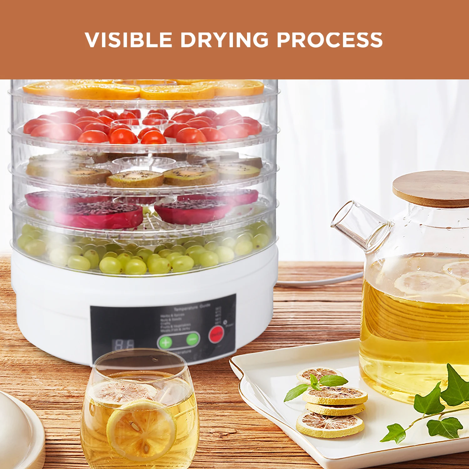 Macchina per frutta secca, essiccatore per alimenti, essiccatore elettrico per alimenti, essiccatore per carne secca, essiccatore per carne e verdura, vassoio a 5 strati_voghion.com