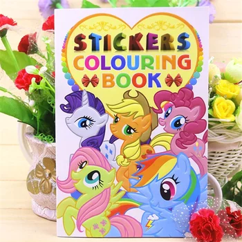 

20x27CM 16 Page Pony Coloring Book Sticker Book Children kids Books Adults Coloring Books Painting/Drawing/Art 2 cover patterns