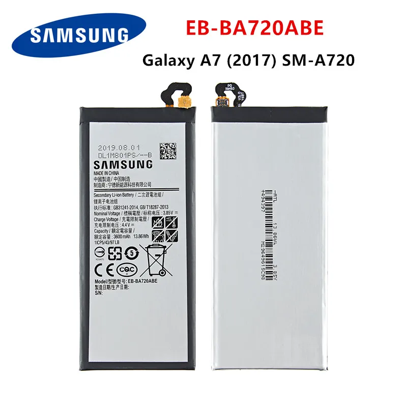 SAMSUNG Orginal EB-BA720ABE 3600mAh Battery For Samsung Galaxy A7 2017 version A720 SM-A720 A720F SM-A720S A720F/DS | Мобильные