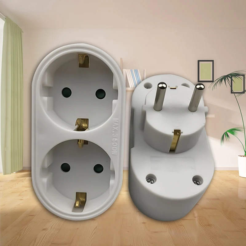 

European Type Conversion Plug 1 TO 2 Way EU Standard Power Adapter Socket 16A Travel Plugs AC 110~250V