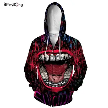 

2019 new mens hoodies The Clown Cosplay Costumes Zipper Hooded 3D Printed Jacket Fashion Hoodie Sportswear Velvet Sweatshirt