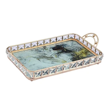 

Rectangle Golden Mirror Candle Table Centrepiece Serving Tray Decorative Plate