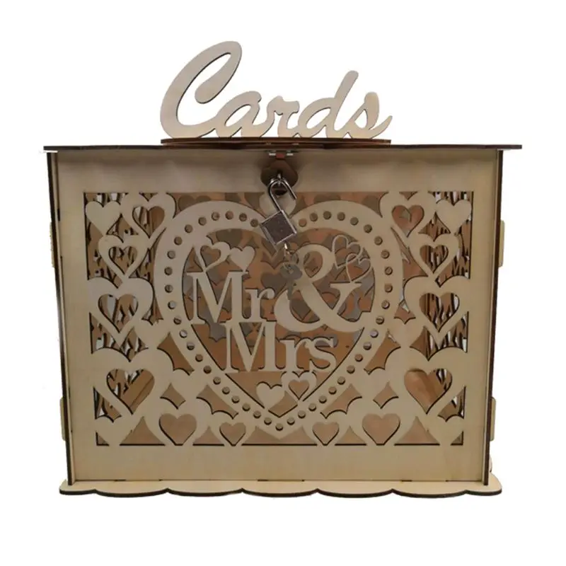 

2020 New Creative DIY Wooden Hollow Gift Cards Letter Box Container Wedding Party Decor for Home and Bedroom