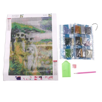 

5D Diy Diamond Painting Full Square Drill "Meerkat Family" 3D Embroidery Cross Stitch Gift Home Deco