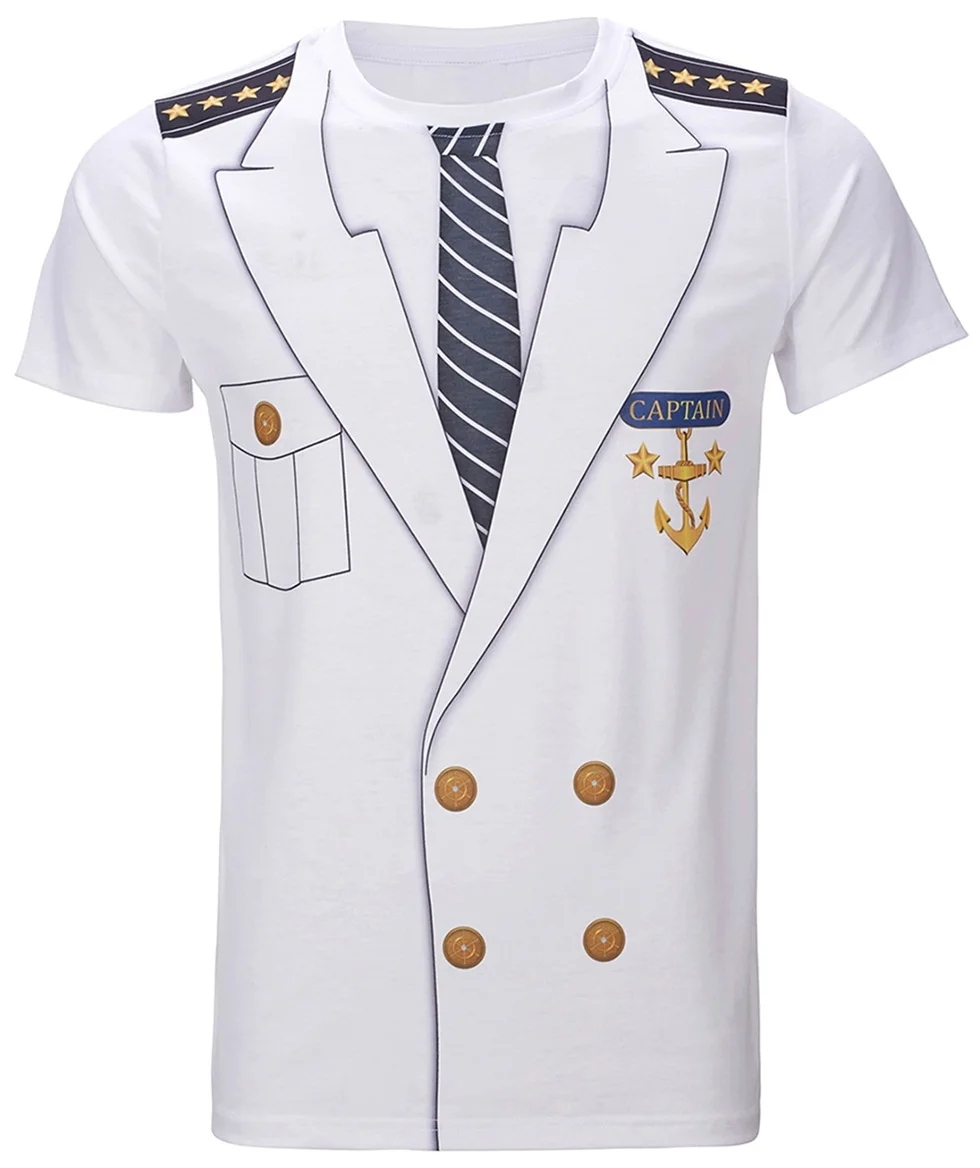 Captain Мужской костюм капитана, футболки, забавные, косплей, Хэллоуин, Рождество, футболка для взрослых, человек, топ, ковбой, пилот, Униформа, карнавал, 3D размера плюс - Цвет: Captain