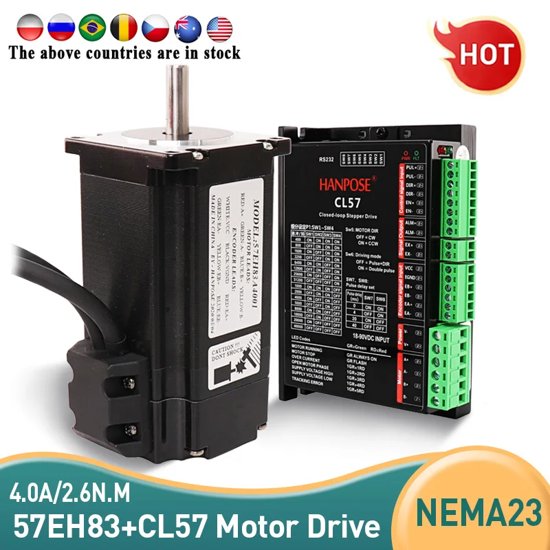 

57EH83A4001 Hybrid Step-servo CL57 Driver Nema23 Closed Loop 4A 2.6N.M 57CME26 closed loop stepper motor driver for CNC