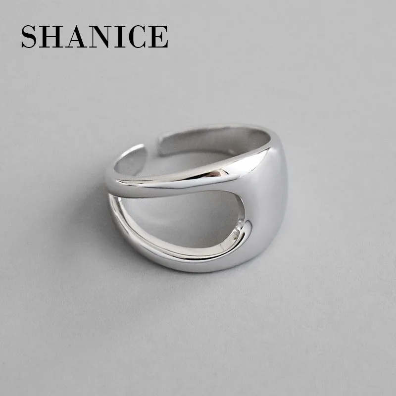 SHANICE корейский S925 стерлингового серебра Открытое кольцо Инс крутой ветер минималистичный выдолбленный женский кольцо индивидуальность серебряное кольцо