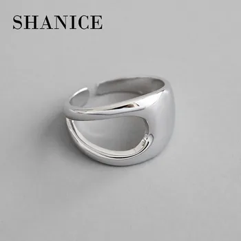 

SHANICE Korean S925 sterling silver open ring INS cool wind minimalist hollowed out female ring personality silver ring