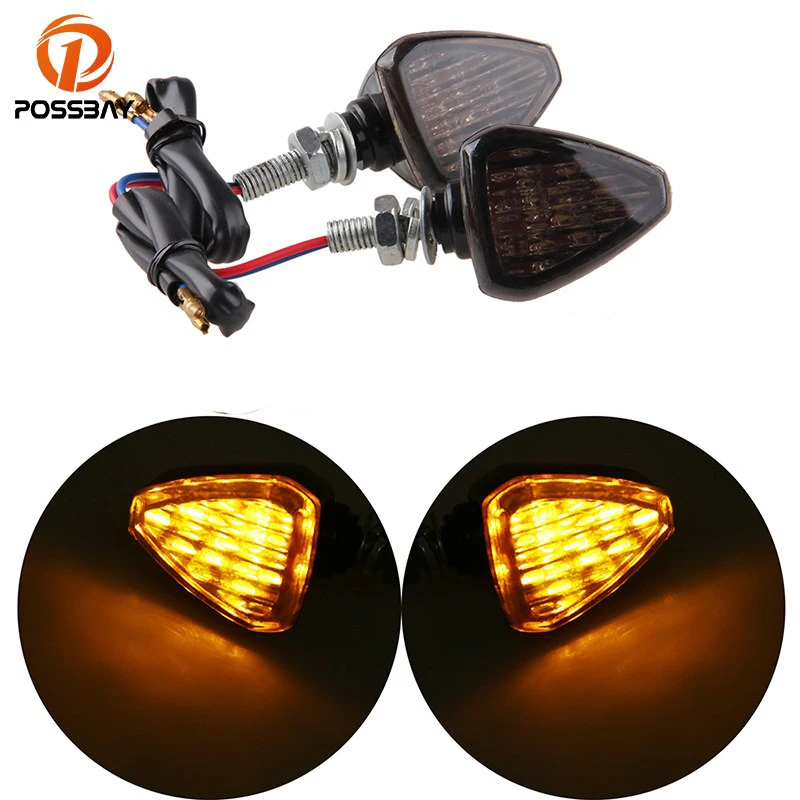 POSSBAY Vintage 12V Motorcycle Turn Signals Light Motorbike LED Flasher Scooter Indicator Lamps for Suzuki Yamaha Honda Harley |