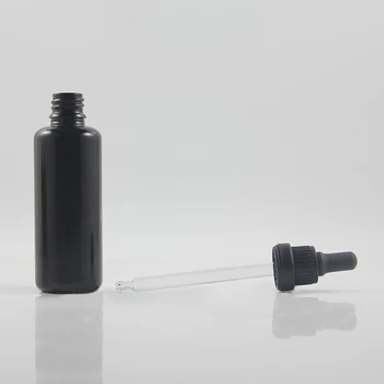 

40pcs Wholesale 50ml Black Violet Empty Glass Essential Oil Packaging With Black Plastic Dropper Cap
