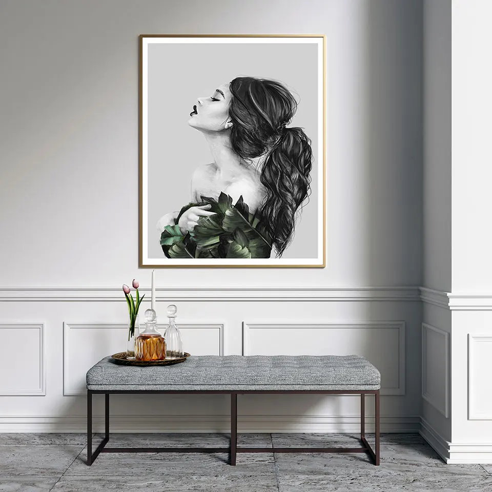 Fashion Girl Nordic Poster Canvas Figure Painting Wall Art Pictures For Living Room Modern Decorative Prints On The Unframe | Дом и сад