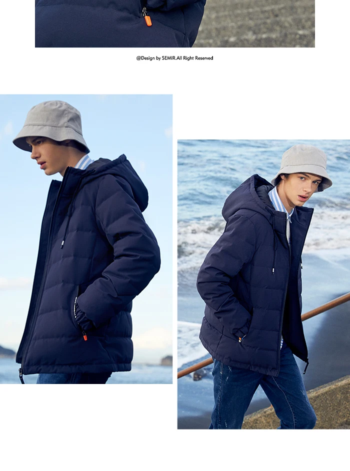 Semir, Зимний короткий пуховик для мужчин,, новая мода, ветровка, куртка с капюшоном, мужская, Студенческая, Повседневная, брендовая, толстое пальто