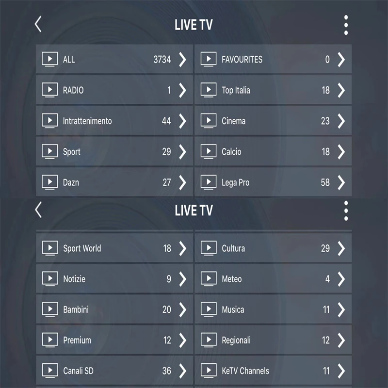 IPTV Италия M3U Subcription 6 месяцев 12 3700 каналов кино Новости Дети Музыка DAZN Xky спорт