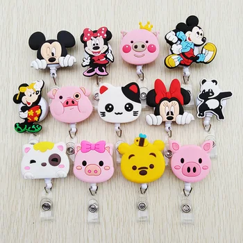 

1 pcs Cute Cartoon Silica gel Anima Telescopic Badge Reel Bus card student nurse ID Name Card Badge Holder New Office Supplies