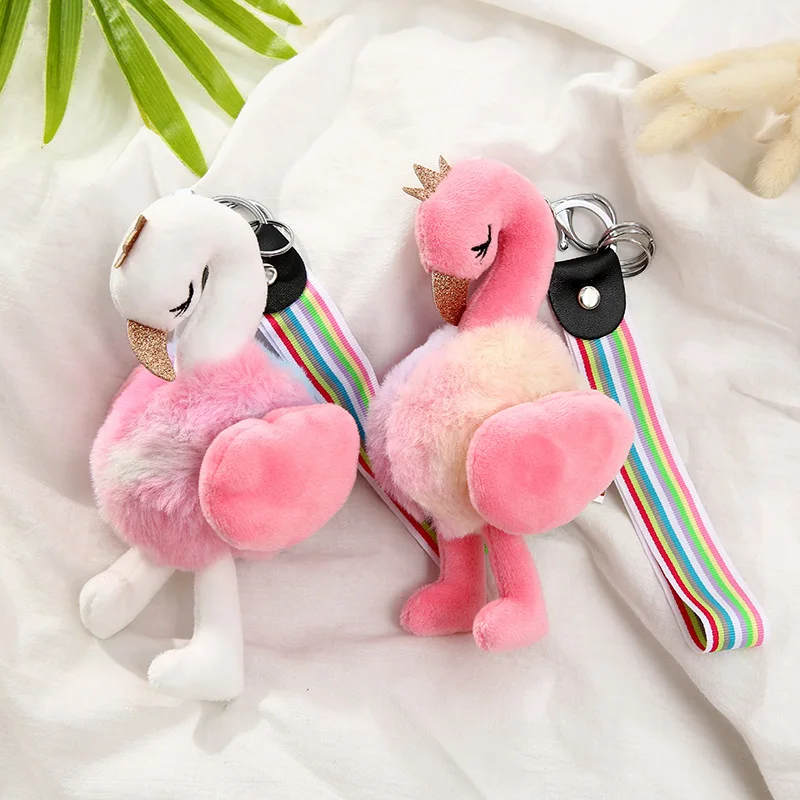 

1PC 16M swan plush toys cute flamingo doll stuffed soft animal doll ballet swan with crown baby kids appease keychain toy