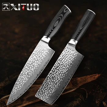 

XITUO Chef Knife Damascus Knife 8 Inch Professional Kitchen Knife Cleaver Slaughter Knife Forged Anti-Stick Slicing Cooking Tool