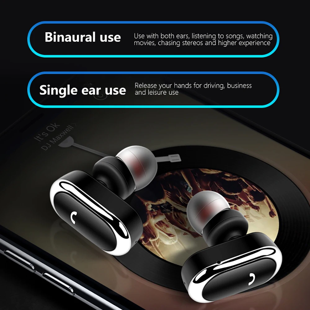 

Portable TWS 5.0 earphone Bluetooth with Mic for iphone in-ear Stereo Wireless Earbus HIFI Sound Sport Earphones headsets