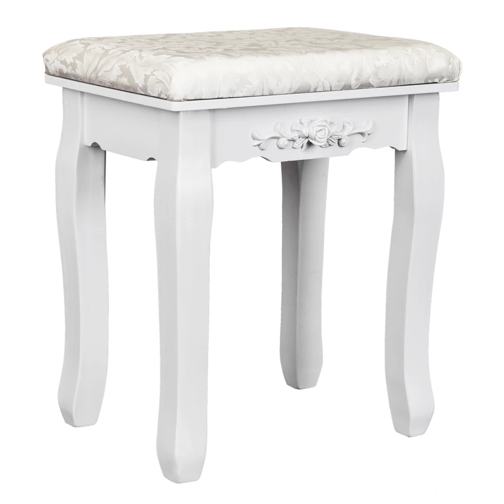 

Solid Wood Bent Foot Dressing Stool European style dressing stool soft polyester fabric Leisure stool High quality Dining stool