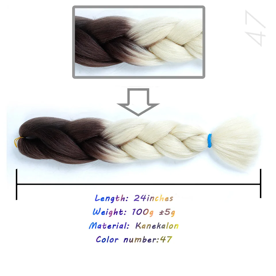 LVHAN три/два тона синтетические Омбре Джамбо синтетические косички волос 2"(60 см) 100 г/шт. термостойкие цветные крючком косички - Цвет: #14