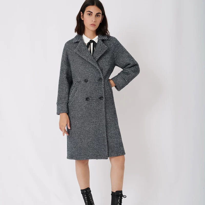 

Patads France m home fall / winter 2020 women's wear contrast tweed straight tube woolen overcoat mfpou00531