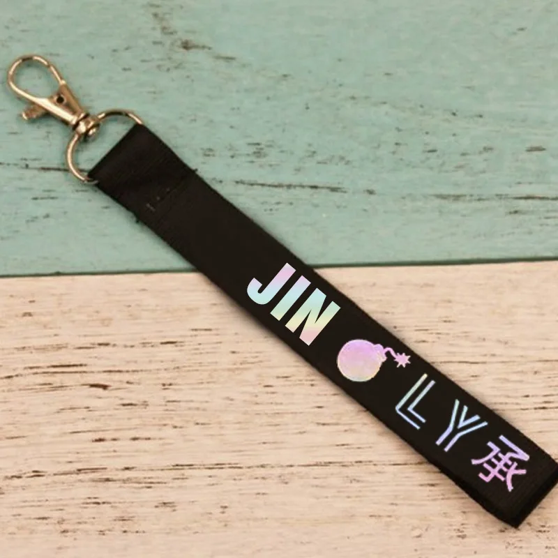 Зеленый Kpop Bangtan брелок для мальчиков лазерный ремешок Брелки "Jung Kook" "V" "SUGA" "JIMIN" "JHOPE" "RM" Bangtan Брелоки аксессуары - Цвет: Зеленый