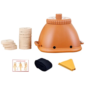 

Smokeless Moxa Box Cans Set Breast Navel Massage Moxa Burner Acupoint Body Massage Tool for Women Health Care