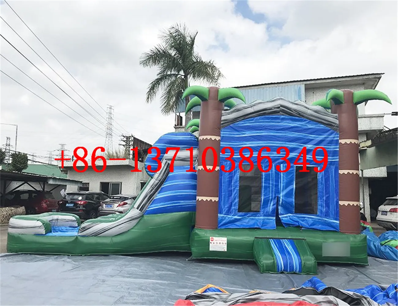 

Palm Tree Combo Bounce House jump Combo slide obstacle bouncer jumper bounce houseToddler Town inflatable jumping castle Combo