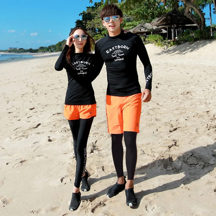 

Korean Style Couples Diving Suit Swimsuit Beach Surfing Snorkeling Jellyfish Clothing Sun-resistant Long Sleeve Trousers Split T